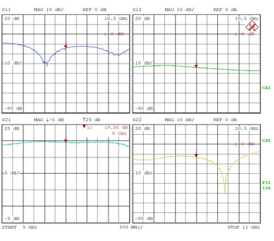 Low Noise Amplifier 1.8dB NF 5GHz to 11GHz 20dB Gain 16dBm P1dB SMA