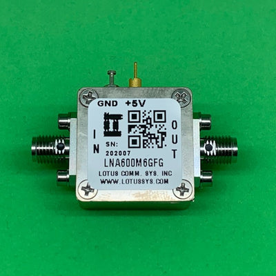 Low Noise Amplifier 0.9dB NF 600MHz to 6GHz 21dB Gain 19dBm P1dB 2dB Flat Gain SMA