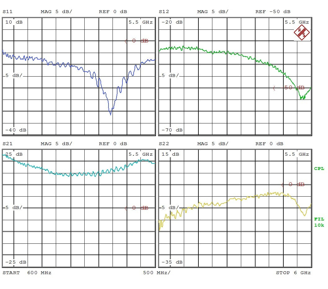 Broadband Low Noise Amplifier with LDO 0.9dB NF 600M~6GHz 21dB Flat Gain SMA
