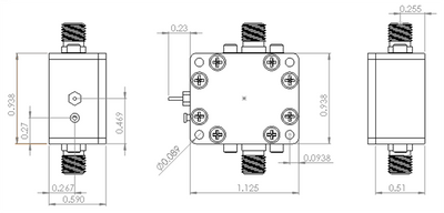 6UDE2W6S1A2 Enclosure Kit for 0.020"/0.5mm PCB (size 0.5625"x0.75") 2 SMA Active 0.58" Height