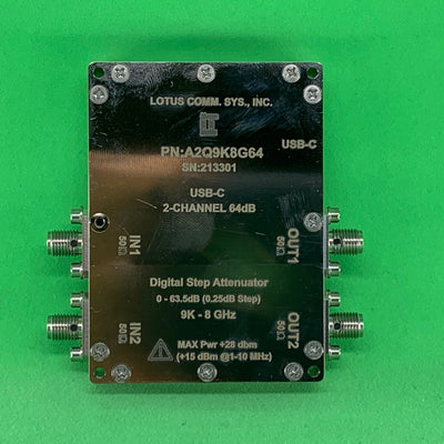 2 Channel 64 dB Programmable Attenuator (USB-C), 0.25 dB Step, 9K - 8 GHz