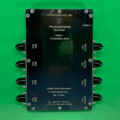 4 Channel 96 dB Programmable Attenuator (USB-C), 0.25 dB Step, 9K-8GHz