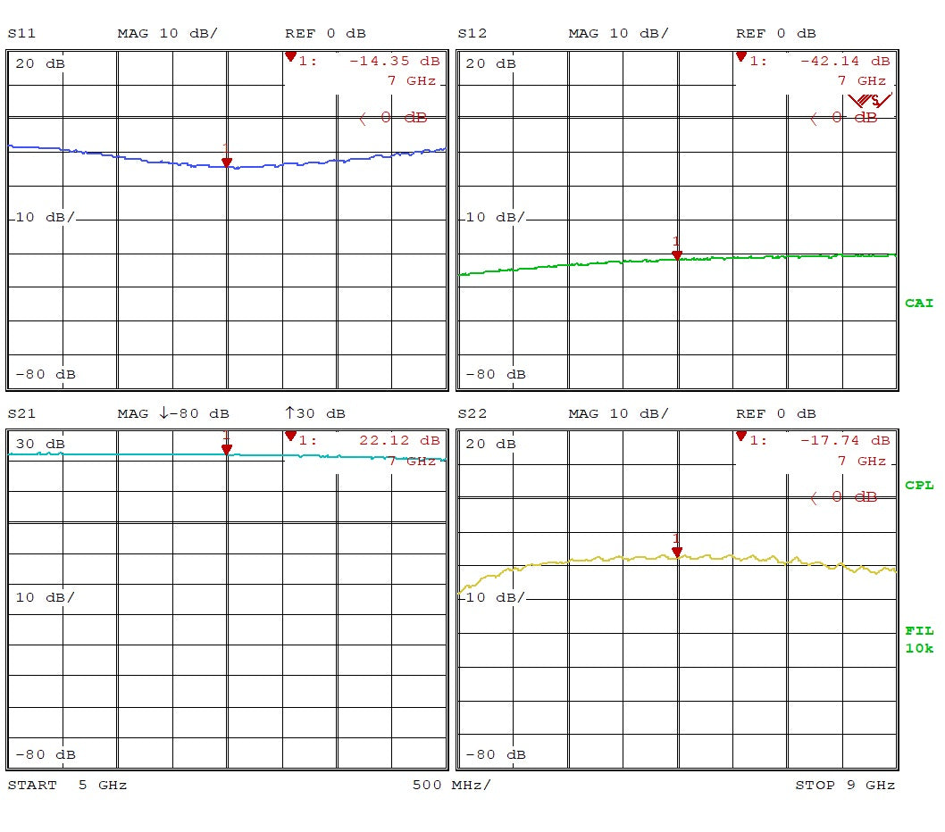 Low Noise Amplifier 1.25dB NF 5GHz to 9GHz 22dB Gain SMA